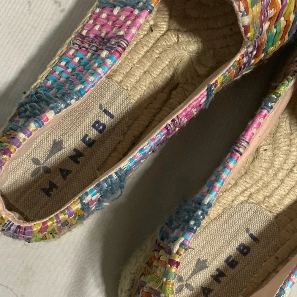 Manebí Women's Bright Tweed Almond Toe Raffia Neon Espadrille Shoes Size 40 (10)